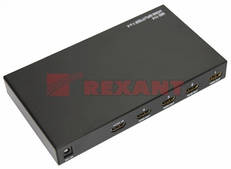 17-6902 Делитель гнездо HDMI на 4 гнезда HDMI, металл  REXANT