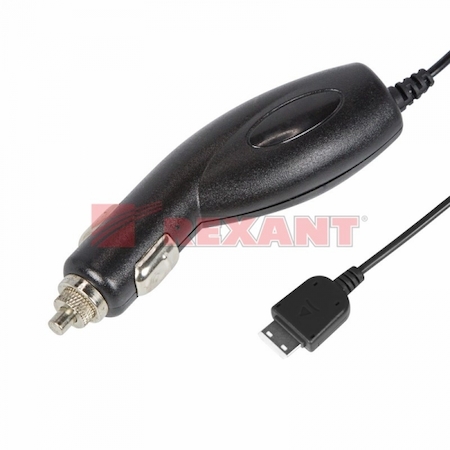 16-0256 Автозарядка в прикуриватель для SAMSUNG G600/D880 (АЗУ) (5V, 700mA) шнур спираль 1.2М черная REXANT (Выводим)