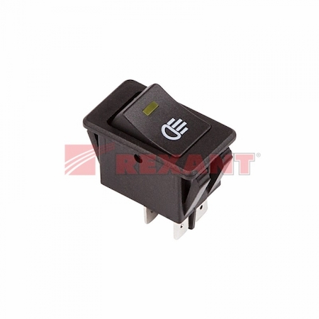 36-4442 Выключатель клавишный 12V 35А (4с) ON-OFF  с желтой LED подсветкой  (ASW-17D)  REXANT