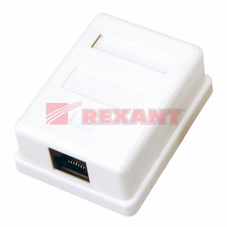Фото Rexant 03-0121 Розетка компьютерная 1-м ОП RJ45 CAT 5E бел.