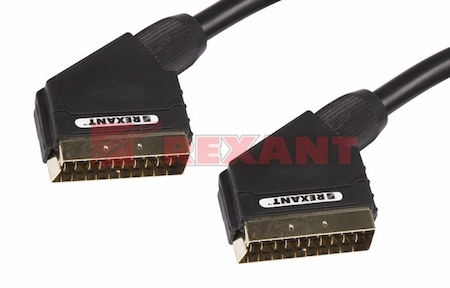 17-1123 Шнур SCART - SCART (21PIN), длина  1,5 мeтра (GOLD)  REXANT 3484