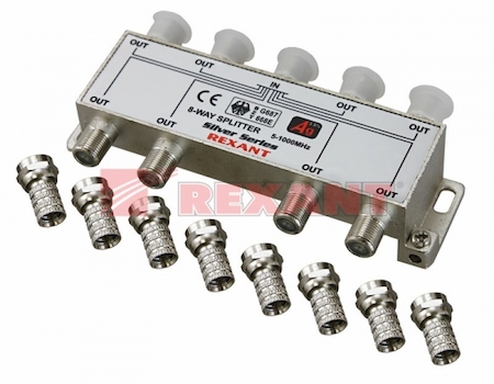 ДЕЛИТЕЛЬ ( 05-6105 ) ТВ 8 + 9  шт.F   "BOX"    "Silver"   REXANT