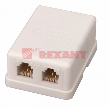 03-0002-01-4 Розетка телефонная 2х6Р-4С REXANT  1шт. (zip lock + хэддер)