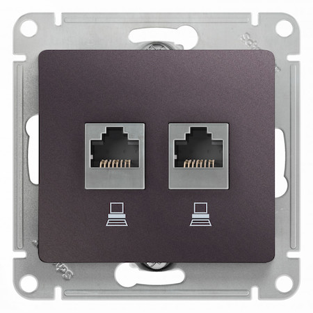 Schneider Electric GSL001485KK GLOSSA РОЗЕТКА двойная компьютерная RJ45+RJ45, кат.5E, механизм, СИРЕНЕВЫЙ ТУМАН