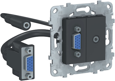 Schneider Electric NU593254 UNICA NEW розетка HD15+Minijack, антрацит