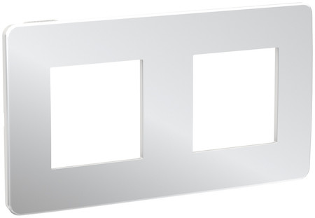 Schneider Electric NU280455 UNICA STUDIO рамка 2-постовая, ХРОМ/белый
