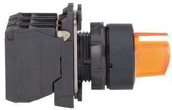Schneider Electric XB5AK135G5 Переключатель с подсветкой, пластик, оранжевый, &Oslash;22, 3 позиции, фиксация, 110&hellip;120 V AC, 1 НО + 1 НЗ