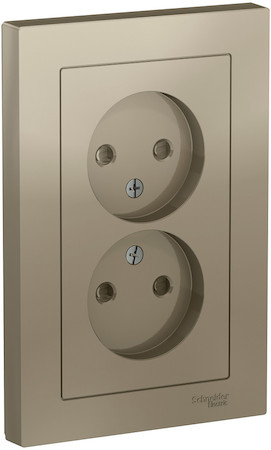 Schneider Electric ATN000522 ATLASDESIGN РОЗЕТКА двойная без заземления со шторками,16А, в сборе, ШАМПАНЬ