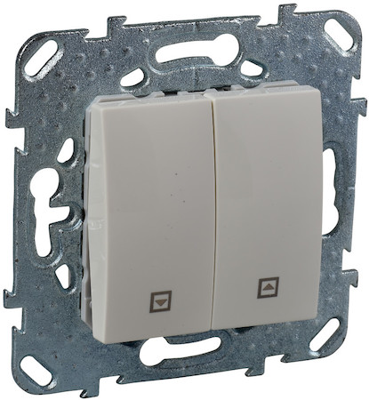 Schneider Electric MGU5.207.25ZD UNICA ВЫКЛЮЧАТЕЛЬ для жалюзи, 2-клавишный, кнопочный, 2 х сх. 4, БЕЖЕВЫЙ