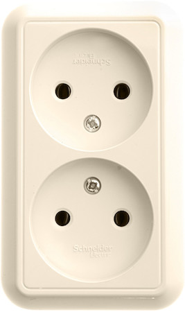 Schneider Electric RA16-213I-S ПРИМА дв. розетка без з/к без шт.