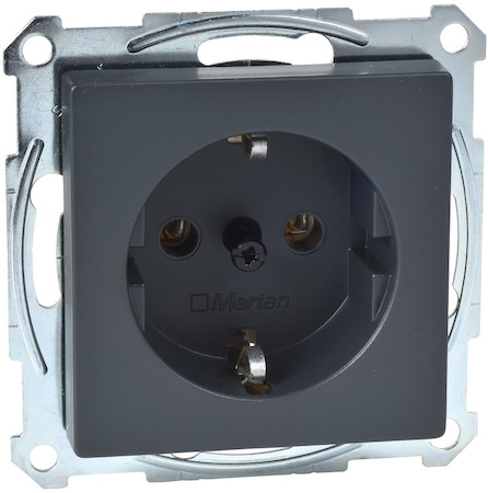 Schneider Electric MTN2401-0414 MERTEN РОЗЕТКА с заземлением, со шторками, АНТРАЦИТ, SM