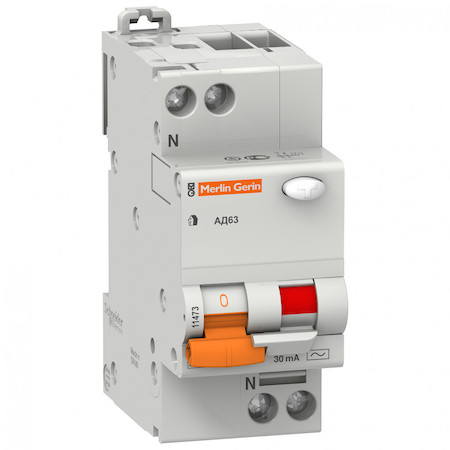 Schneider Electric 11473 ДИФ. АВТ. ВЫКЛ. АД63 1П+Н 16A 30MA 4,5кА C АС, Испания