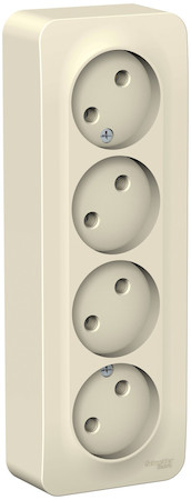 Schneider Electric BLNRA000412 BLANCA О/У РОЗЕТКА 4-ая без заземл. без шторок ИЗОЛ.ПЛ., 16А, 250В, МОЛОЧНЫЙ