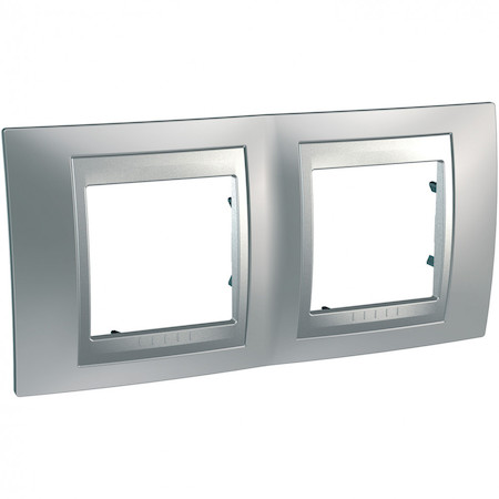 Schneider Electric MGU66.004.038 UNICA TOP РАМКА 2-постовая, горизонтальная, АЛЮМИНИЙ/ХРОМ МАТОВЫЙ