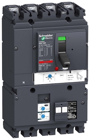 Schneider Electric LV429706 Автоматический выключатель VigiComPact NSX100B, 25 kA при 415 В пер.тока, расцепитель TM-D 25 A, с блоком Vigi MH, 4П3Т