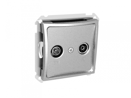 Schneider Electric WDE000395 ДУЭТ TV-R РОЗЕТКА проходная 11DB, механизм, СЕРЕБРИСТЫЙ