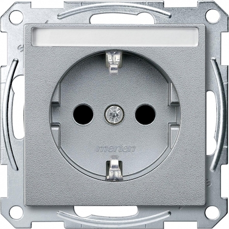 Schneider Electric MTN2302-0460 MERTEN МЕХАНИЗМ розетки с полем д/надписи, АЛЮМИНИЙ, QF SM