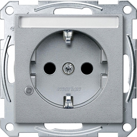 Schneider Electric MTN2303-0460 MERTEN МЕХАНИЗМ розетки с полем д/надписи и индикацией АЛЮМИНИЙ, QF SM