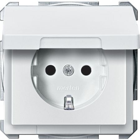 Schneider Electric MTN2310-4019 MERTEN МЕХАНИЗМ розетки 16А с з/к c шт. c крышкой ПОЛ.БЕЛЫЙ, QF SD