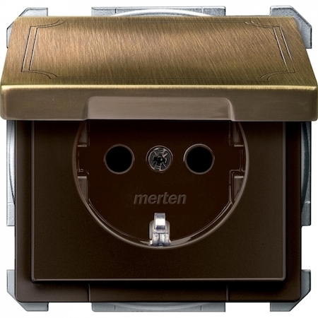 Schneider Electric MTN2310-4143 MERTEN МЕХАНИЗМ розетки 16А с з/к c шт. c крышкой АНТИЧНАЯ ЛАТУНЬ, QF SD