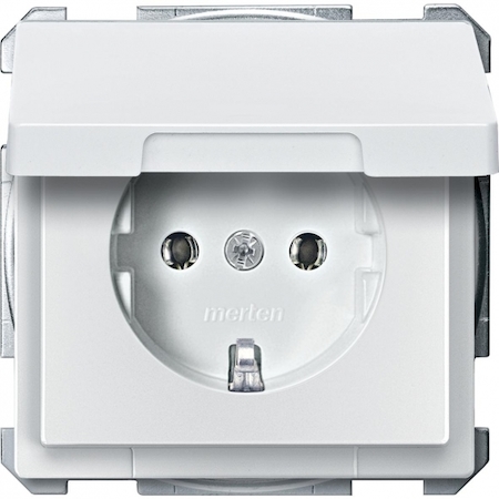Schneider Electric MTN2311-4019 MERTEN МЕХАНИЗМ розетки с крышкой с з/к, ПОЛ.БЕЛЫЙ, QF SD