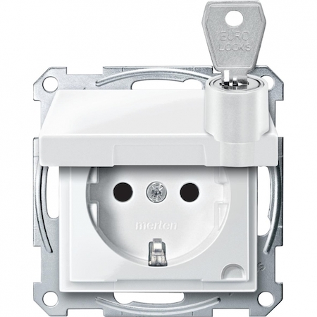Schneider Electric MTN2315-0319 MERTEN МЕХАНИЗМ розетки с крышкой запир.различными замками, ПОЛ.БЕЛЫЙ, QF SM