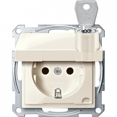 Schneider Electric MTN2315-0344 MERTEN МЕХАНИЗМ розетки с крышкой запир.различными замками, БЕЖЕВЫЙ, QF SM