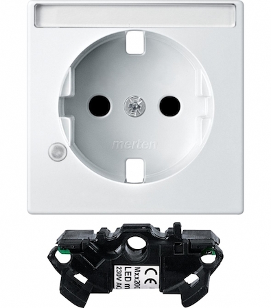 Schneider Electric MTN2333-0319 MERTEN ЦЕНТР.ПЛАТА д/мех роз. с полем д/надписи и индикацией, ПОЛ.БЕЛЫЙ, QF SM