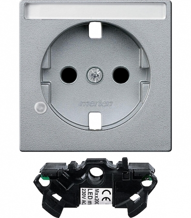 Schneider Electric MTN2333-0460 MERTEN ЦЕНТР.ПЛАТА д/мех роз. с полем д/надписи и индик., АЛЮМИНИЙ, QF SM