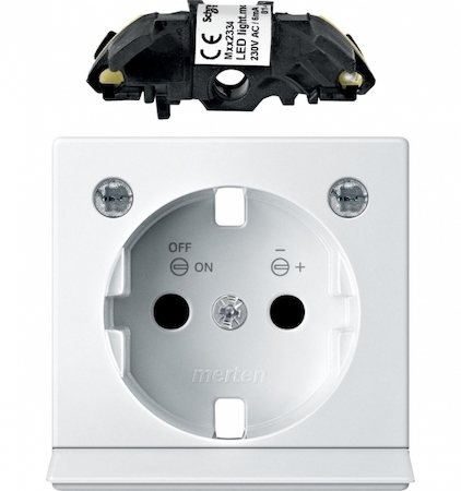 Schneider Electric MTN2334-0319 MERTEN ЦЕНТР. ПЛАТА с мод. свет. подсв. д/роз. SCHUKO, БЕЛЫЙ