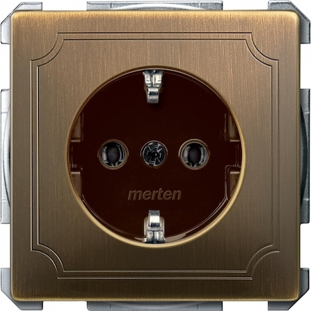 Schneider Electric MTN2401-4143 MERTEN МЕХАНИЗМ розетки 16А с з/к б/шт. АНТИЧНАЯ ЛАТУНЬ, QF SD
