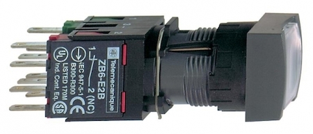 Schneider Electric КНОПКА 16ММ 12-24В БЕЛАЯ КВ. С ПОДСВ. XB6CW1B1B
