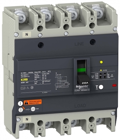 Schneider Electric EZCV250N4080 4П3Т АВТОМАТИЧЕСКИЙ ВЫКЛЮЧАТЕЛЬ С ДИФ.ЗАЩ. 25 кА/415В 80A
