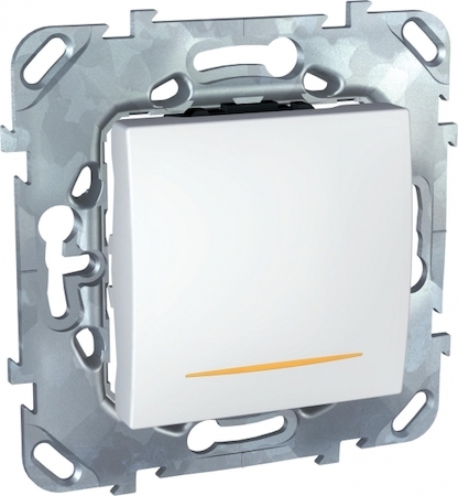 Schneider Electric MGU5.262.18SZD UNICA ВЫКЛЮЧАТЕЛЬ двухполюсный, 1-кл., с индик., сх. 2а, 16 А, 250 В, БЕЛЫЙ