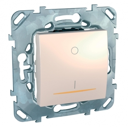 Schneider Electric MGU5.262.25SZD UNICA ВЫКЛЮЧАТЕЛЬ двухполюсный, 1-кл., с индик., сх. 2а, 16 А, 250 В, БЕЖЕВЫЙ