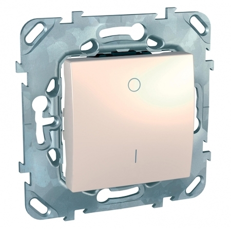 Schneider Electric MGU5.262.25ZD UNICA ВЫКЛЮЧАТЕЛЬ двухполюсный, 1-клавишный, сх. 2, 16 А, 250 В, БЕЖЕВЫЙ