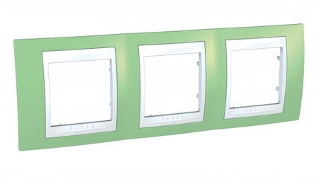 Schneider Electric MGU6.006.863 UNICA ХАМЕЛЕОН РАМКА 3-постовая, горизонтальная, БЕЛЫЙ/ ЗЕЛЕНОЕ ЯБЛОКО