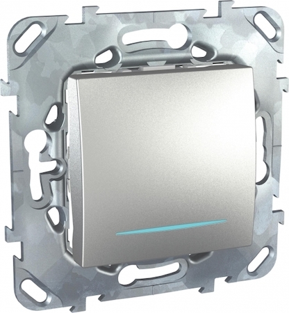 Schneider Electric MGU5.205.30NZD UNICA TOP ПЕРЕКЛЮЧАТЕЛЬ 1-клавишный, перекрестный, с подсветкой,сх. 7а, АЛЮМИНИЙ