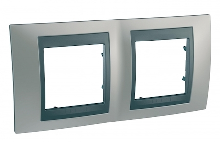 Schneider Electric MGU66.004.239 UNICA TOP РАМКА 2-постовая, горизонтальная, ГРАФИТ/НИКЕЛЬ