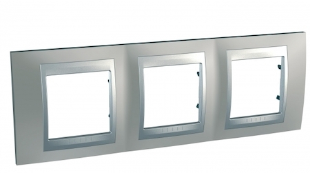 Schneider Electric MGU66.006.039 UNICA TOP РАМКА 3-постовая, горизонтальная, АЛЮМИНИЙ/НИКЕЛЬ