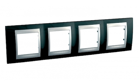 Schneider Electric MGU66.008.093 UNICA TOP РАМКА 4-постовая, горизонтальная, АЛЮМИНИЙ/РОДИЙ