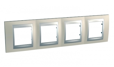 Schneider Electric MGU66.008.095 UNICA TOP РАМКА 4-постовая, горизонтальная, АЛЮМИНИЙ/ОПАЛ