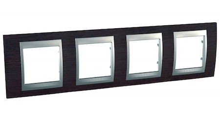 Schneider Electric MGU66.008.0M3 UNICA TOP РАМКА 4-постовая, горизонтальная, АЛЮМИНИЙ/ВЕНГЕ