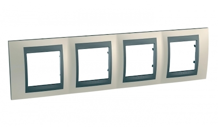 Schneider Electric MGU66.008.295 UNICA TOP РАМКА 4-постовая, горизонтальная, ГРАФИТ/ОПАЛ
