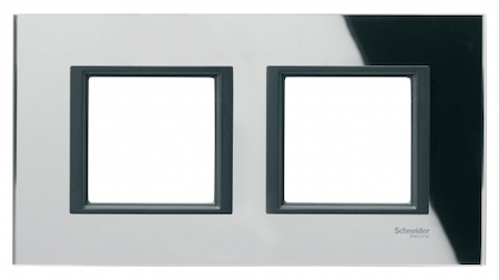 Schneider Electric MGU68.004.7C1 UNICA CLASS РАМКА 2-постовая, ЧЕРНОЕ СТЕКЛО