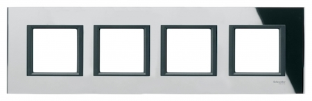 Schneider Electric MGU68.008.7C1 UNICA-CLASS-РАМКА-4-постовая,-ЧЕРНОЕ-СТЕКЛО