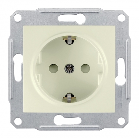 Schneider Electric SDN3000147 SEDNA РОЗЕТКА с зазем. конт., с защит. шторками, 16А, 250В, БЕЖЕВЫЙ