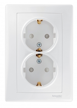 Schneider Electric SDN3000721 SEDNA РОЗЕТКА двойная, с зазем. конт., с защит. шторками, 16А, 250В, БЕЛЫЙ