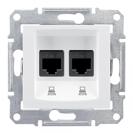 Schneider Electric SDN5000121 SEDNA РОЗЕТКА КОМПЬЮТЕРНАЯ RJ45, двойная, кат. 6, экр. STP, БЕЛЫЙ