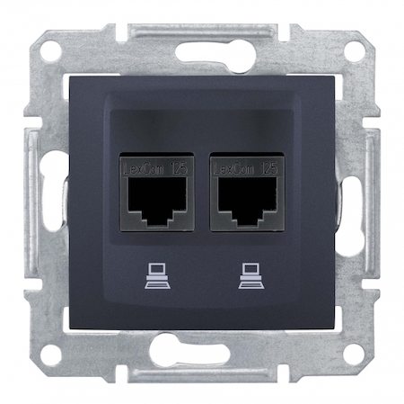 Schneider Electric SDN4800170 SEDNA РОЗЕТКА КОМПЬЮТЕРНАЯ RJ45, двойная, кат. 6, неэкр. UTP, ГРАФИТ